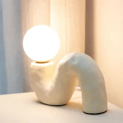 Lampe à poser design en pierre (8x22x17 cm - Beige)