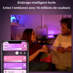 Lampe à poser dimmable Bluetooth Philips Hue IP20 Demi sphère 530lm 6W multicolore