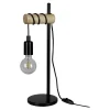 Lampe à poser effet bois et métal noir E27 Ø15.7cm x H.49 cm 42W GoodHome Hornero