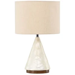 Lampe à Poser en Capiz "Donso" 56cm Gris Clair