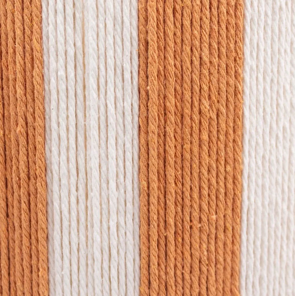 Lampe à poser en corde de coton rayée blanc et orange H.42 cm E27 40 W Jumell Moyo