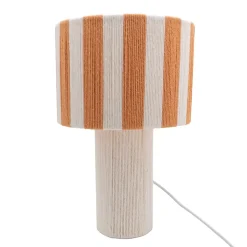 Lampe à poser en corde de coton rayée blanc et orange H.42 cm E27 40 W Jumell Moyo