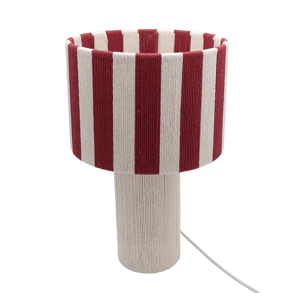 Lampe à poser en corde de coton rayée blanc et rouge H.42 cm E27 40 W Jumell Moyo