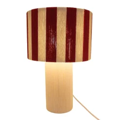 Lampe à poser en corde de coton rayée blanc et rouge H.42 cm E27 40 W Jumell Moyo