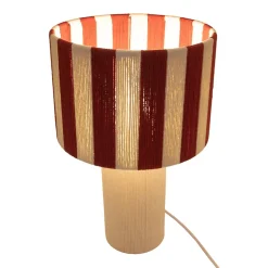 Lampe à poser en corde de coton rayée blanc et rouge H.42 cm E27 40 W Jumell Moyo