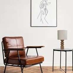 Lampe à poser en céramique effet bois et lin H.32cm E27 40W Seynave, Kamil