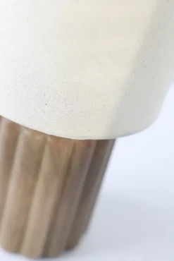 Lampe à poser en céramique effet bois et lin H.28,5cm E27 40W Seynave, Chani