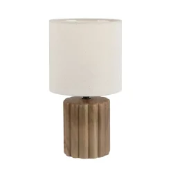 Lampe à poser en céramique effet bois et lin H.28,5cm E27 40W Seynave, Chani