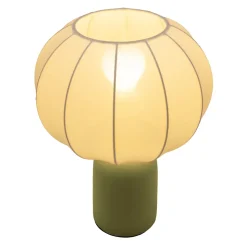 Lampe à poser en céramique vert et tissu blanc H.33 cm E27 40 W Jumell Requi