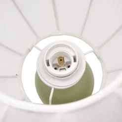 Lampe à poser en céramique vert et tissu blanc H.33 cm E27 40 W Jumell Requi