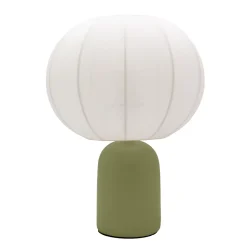 Lampe à poser en céramique vert et tissu blanc H.33 cm E27 40 W Jumell Requi