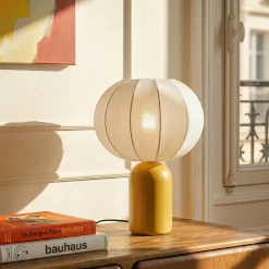 Lampe à poser en céramique jaune et tissu H.33 cm E27 40 W Jumell Requi