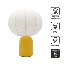 Lampe à poser en céramique jaune et tissu H.33 cm E27 40 W Jumell Requi