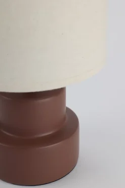 Lampe à poser en céramique terracotta et lin H.25 cm E14 40W, Seynave Lipa