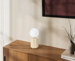 Lampe à poser en céramique blanc écru H.25 G9 40W Seynave, Omer