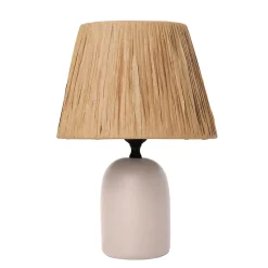 Lampe à poser en céramique beige écru et raffia H.31,5cm E27 40W Seynave, Alezio