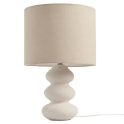 Lampe à poser en céramique et tissu blanc Spirea Ø.26 x H.40cm E27 15W GoodHome