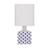 Lampe à poser en céramique fleurs bleues marine Ø.14 x H.29cm E14 40W Lussiol, Gisèle