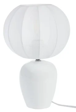 Lampe à poser en céramique, tissu blanc H.31cm E27 5W Lussiol, Emma