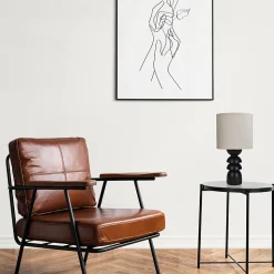 Lampe à poser en céramique noir et lin H.32cm E14 40W Seynave, Kamil