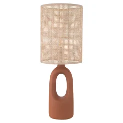 Lampe à poser en céramique terracotta et tissu beige Bittern GoodHome