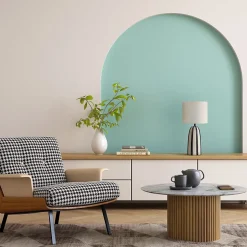 Lampe à poser en céramique noir, blanc et lin H.21cm E27 40W Seynave, Savana