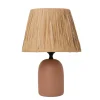 Lampe à poser en céramique terracotta et raffia H.31,5cm E27 40W Seynave, Alezio