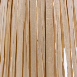 Lampe à poser en céramique rayée blanc, jaune et fibres tressées H.30 cm E27 40 W Jumell Quoki