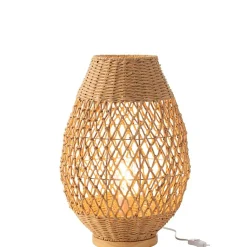 Lampe à poser en métal et bois beige 38x38x54.5 cm
