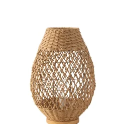 Lampe à poser en métal et bois beige 38x38x54.5 cm