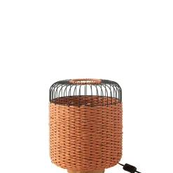 Lampe à poser en métal et fibre orange 27x27x34.5 cm