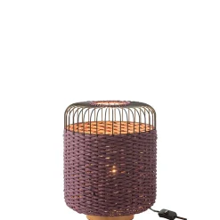 Lampe à poser en métal et fibre mauve 27x27x34.5 cm