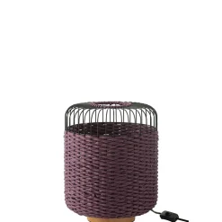 Lampe à poser en métal et fibre mauve 27x27x34.5 cm
