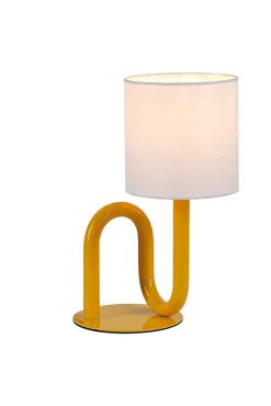 Lampe à poser en métal jaune et tissu H.33cm E27 60W, Jumell Wama