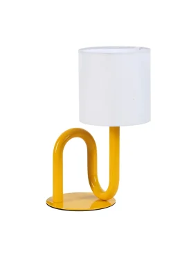 Lampe à poser en métal jaune et tissu H.33cm E27 60W, Jumell Wama