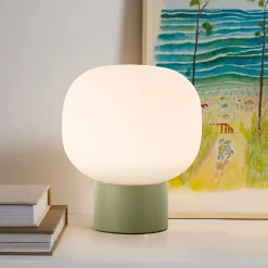 Lampe à poser en métal vert kaki et verre ⌀17 x H.19,6cm E14 20W , Camille Brilliant