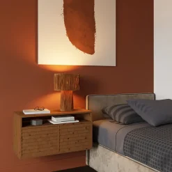 Lampe à poser en raphia Bellflower H.38 x Ø.26cm E27 28W GoodHome