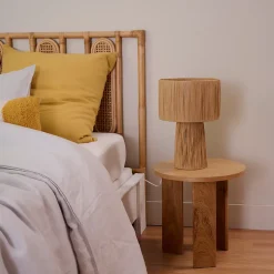 Lampe à poser en raphia Bellflower H.38 x Ø.26cm E27 28W GoodHome