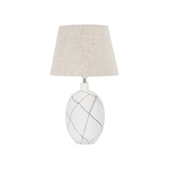 Lampe à Poser en Résine "Lines" 60cm Blanc & Naturel