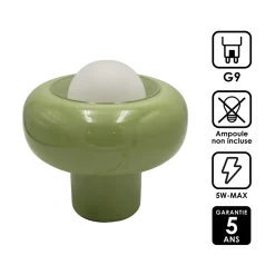 Lampe à poser en verre vert H.25 cm G9 5 W Jumell Boli