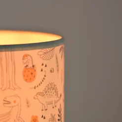 Lampe à poser enfant bleu tissu dinosaure H.22cm E27 40W Seynave