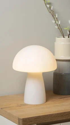 Lampe à poser Fungo verre opaque blanc opalin IP20 E27 60W H.28cm Lucide