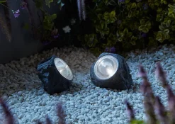 Lampe à poser galet LED solaire gris IP44