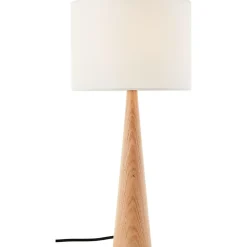 Lampe à poser Kirou blanc pied bois IP20 E27 H.50cm Brilliant