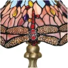 Lampe à poser Laiton antique, verre multicolore TIFFANY E27 max 60w Diam 31cm Haut 45cm DRAGONFLY