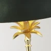 Lampe à poser laiton satine et Abatjour velours Vert, Doré Interieur E27 max 60w Haut 65cm Diam 40cm PALM 1LT