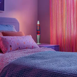 Lampe à poser lave rouge métal chromé H.36cm 30W Seynave