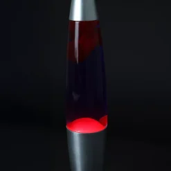 Lampe à poser lave rouge métal chromé H.36cm 30W Seynave