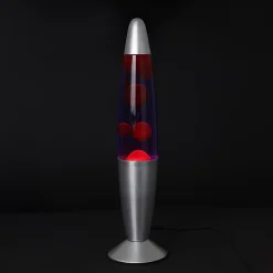 Lampe à poser lave rouge métal chromé H.36cm 30W Seynave