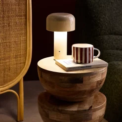 Lampe à poser LED sans fil rechargeable Victor beige D. 13cm